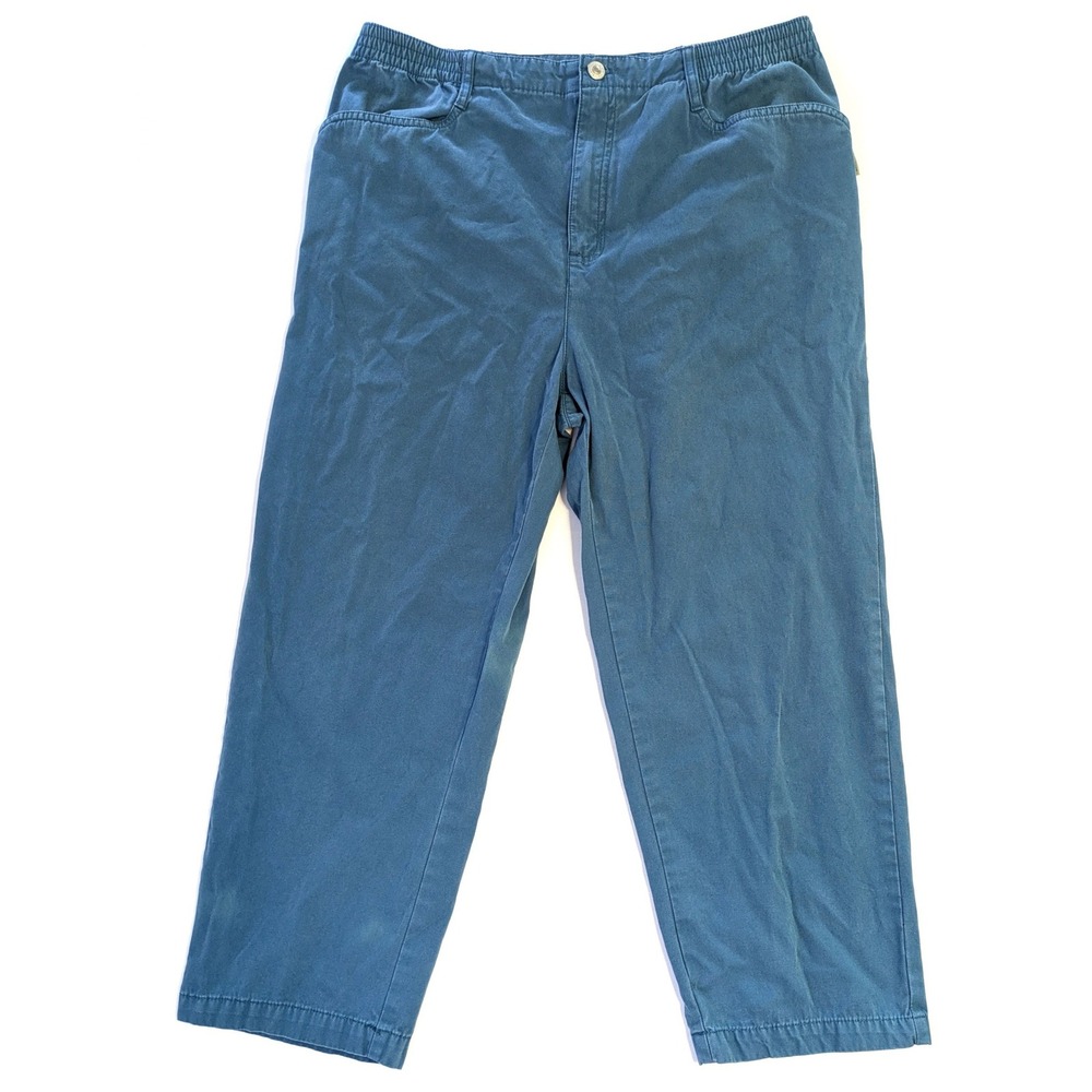 Blassport Vintage Blue Cotton Canvas High Waisted Elastic Waist Pants Size 10
